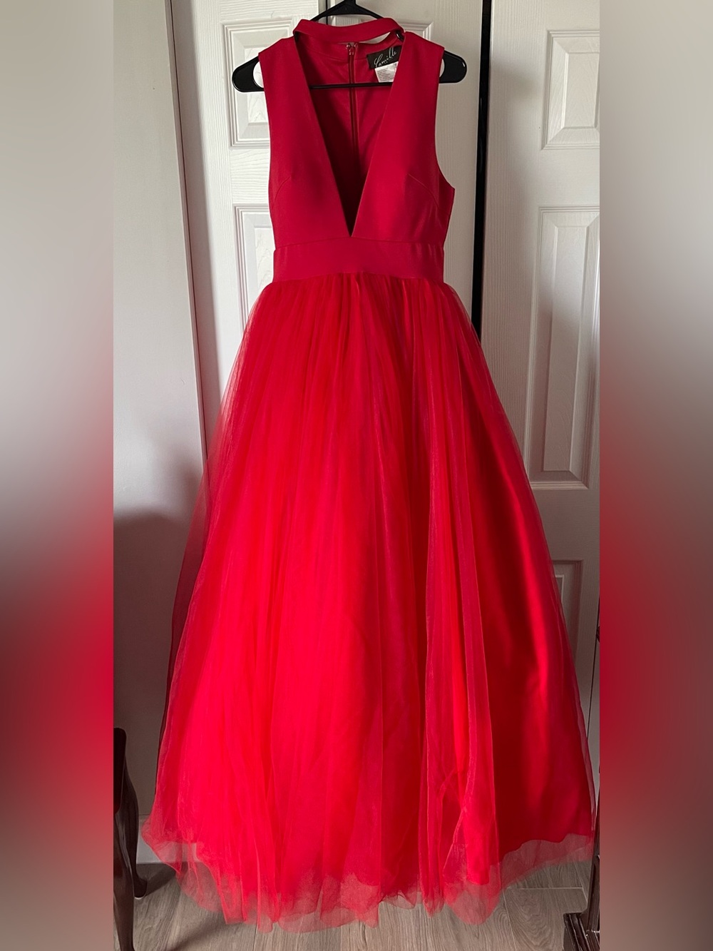 Camille La Vie Red Tulle Ball Gown Gala Formal Dress
